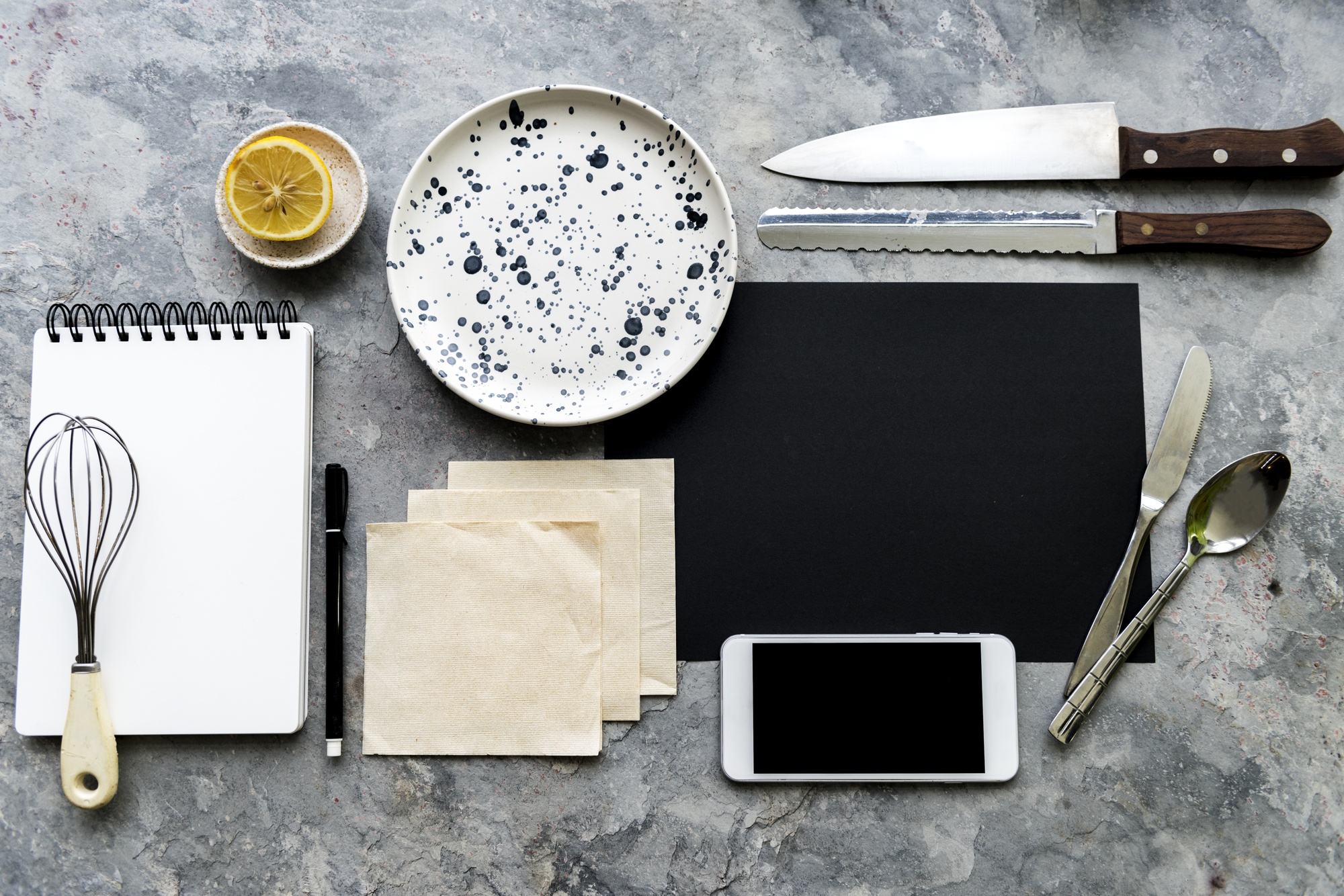 Flatlay of toolkit and recipe cards